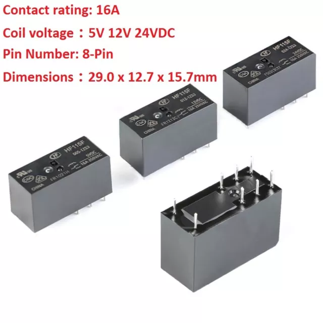 Hongfa Relays HF115F-JQX-115F- 005 012 024-1ZS3 16A 8-Pin 5V/12V/24V Power Relay