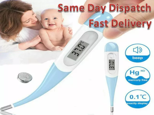 Digital Oral Thermometer Medical Baby Adult Kids Safe Body Ear Mouth Temperature