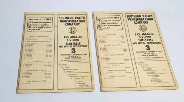 2 1974 SOUTHERN PACIFIC Los Angeles & San Joaquin Division Employee Timetable #3