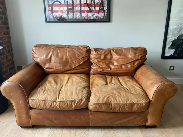 Vintage leather 2 seats sofa
