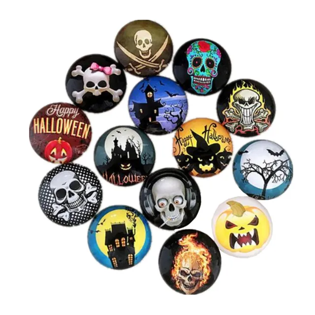 20 Mixed Round Glass Halloween Cabochon Flatback Haunted House Skull Dome 8-30mm