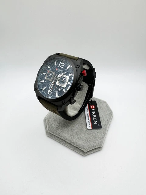 Orologio da uomo di marca di lusso, stile militare, con cronometro, impermeabile, in pelle, cronografo, al quarzo, alla moda, argento bianco, moda