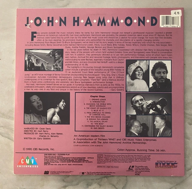 JOHN HAMMOND FROM Bessie Smith To Bruce Springsteen LASERDISC 15.83