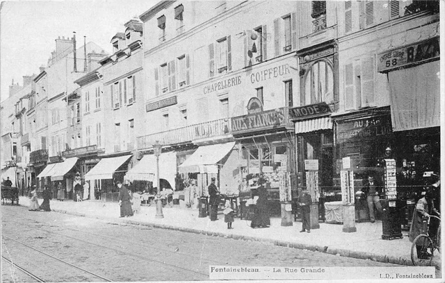 Ancienne Carte Postale CPA 77 Fontainebleau – La Grande Rue, Année 1900 (Bon état)