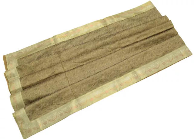 Rectangle Indian Banarasi Silk Woven Paisley Dining Table Top Cover Cloth Brown