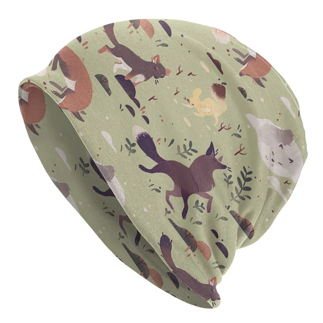 Patterns Fox Skullies Beanies Hat Smart Animal Unisex Caps Adult Dual-Use Bonnet