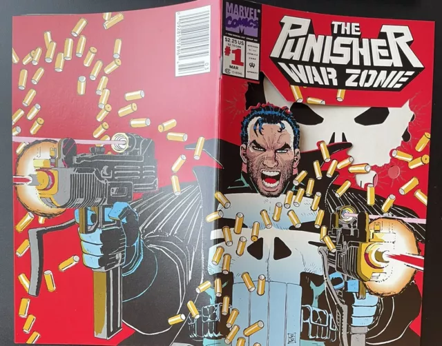 Punisher War Zone #1 Newsstand! Lower Print! Embossed & Die Cut Cover!