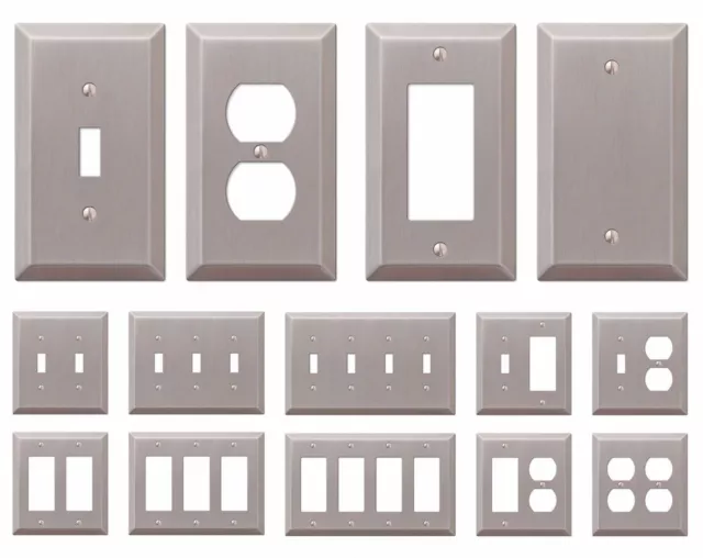 Wall Switch Plate Outlet Cover Toggle Duplex Rocker - Brushed / Satin Nickel