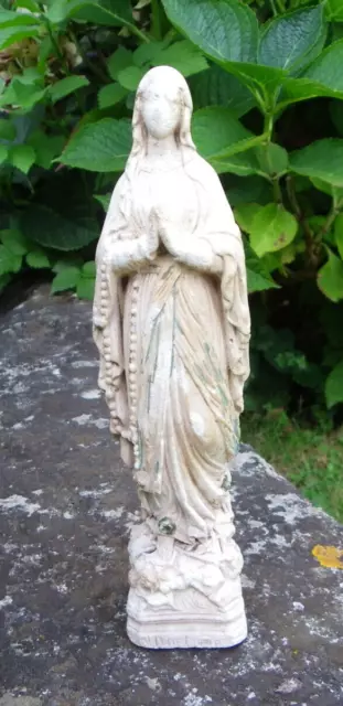 STATUETTE ANCIENNE EN PLÂTRE, VIERGE MARIE NOTRE DAME DE LOURDES - 19 cm ARNOULT