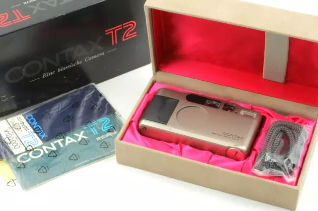 【N MINT+++ in BOX】 Contax T2 Titan Silver 35mm Point & Shoot Film Camera Japan