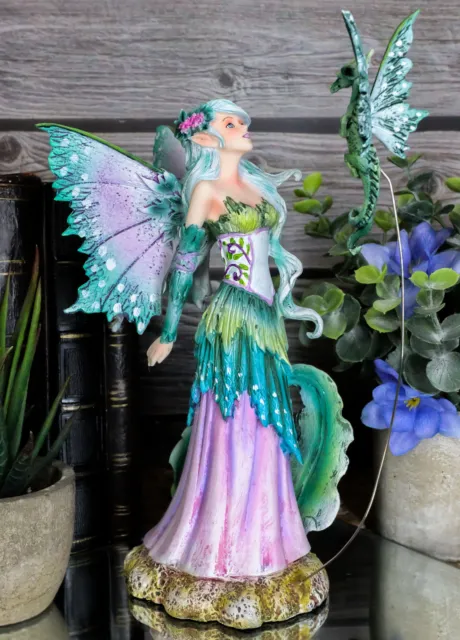 Amy Brown Discovery Enchanted Elf Fairy Damsel With Green Pixie Dragon Statue