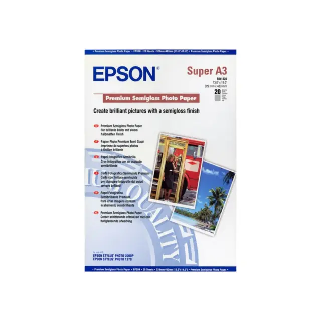Epson S041289 Photo Paper Super B - 13 x 19 - 20 Sheet - White