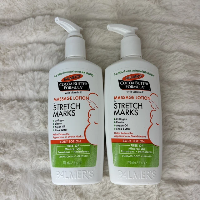 Loción de masaje fórmula de manteca de cacao Palmers para estrías 6,5 fl oz lote de 2