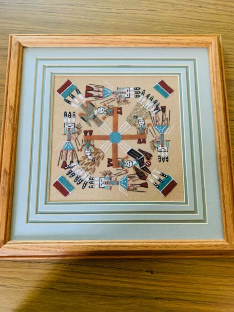 “Whirling Log” NATIVE AMERICAN NAVAJO SAND PAINTING BY GLEN NEZ