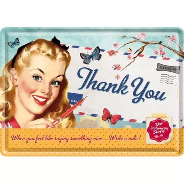 Nostalgic-Art - Carte Postale Plaque en Métal 10 x 14 cm - Thank You Girl