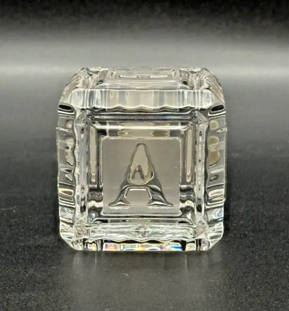 Waterford Crystal Baby Alphabet Block Paperweight 2" Cube Marked ABCDE