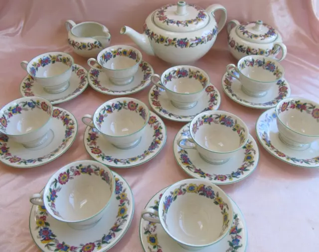 Service à thé café porcelaine Tchécoslovaquie 10 tasses à décor de frise floral