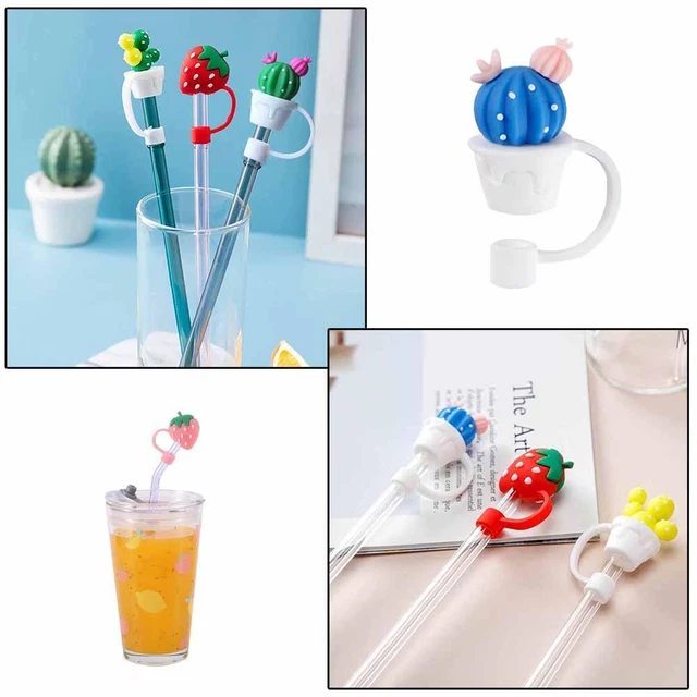 Cubierta de puntas de paja de silicona encantadora puntas de bebida reutilizables tapas de paja"" X4C1