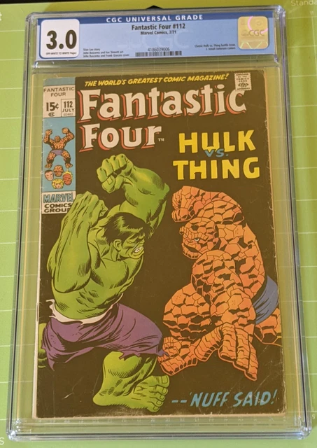 Fantastic Four #112 CGC 3.0 G/VG Ow-Wh Pgs Classic Hulk vs Thing Buscema Cover