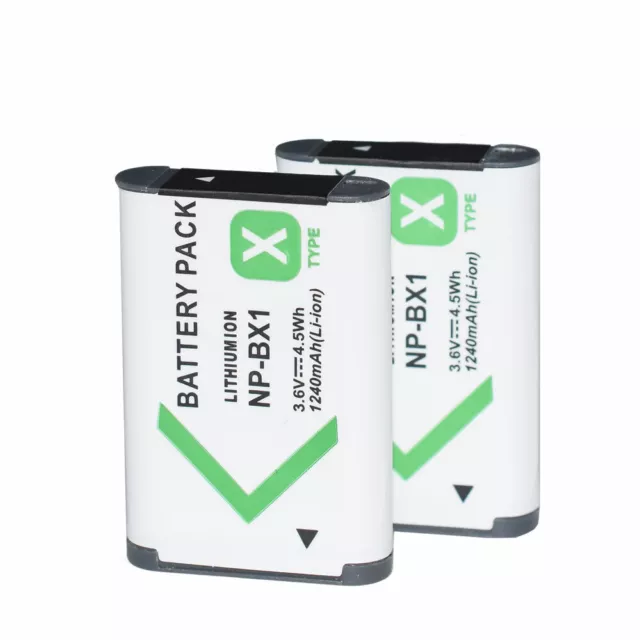 2pk Battery For SONY NP-BX1 Cybershot HDR AS100 PJ240E HX60V HX400V DSC-RX1r