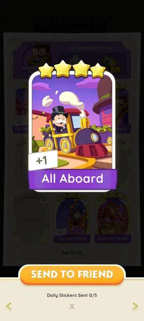 Monopoly Go Card/Sticker - All Aboard 4⭐️ FAST DELIVERY Monopoly Go Card/Sticker - All Aboard 4⭐️ FAST DELIVERY
