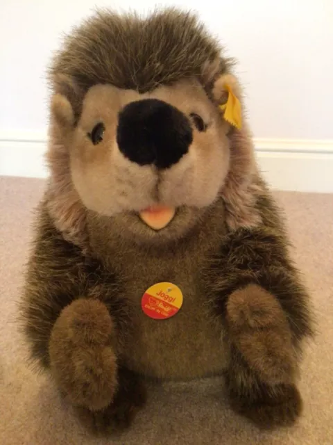 steiff hedgehog joggi, pre loved, with tag, 12"tall