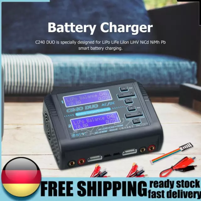 HTRC C240 Duo Lipo Balance Charger Dual Channel AC/150W DC/240W 10A RC Batteriel