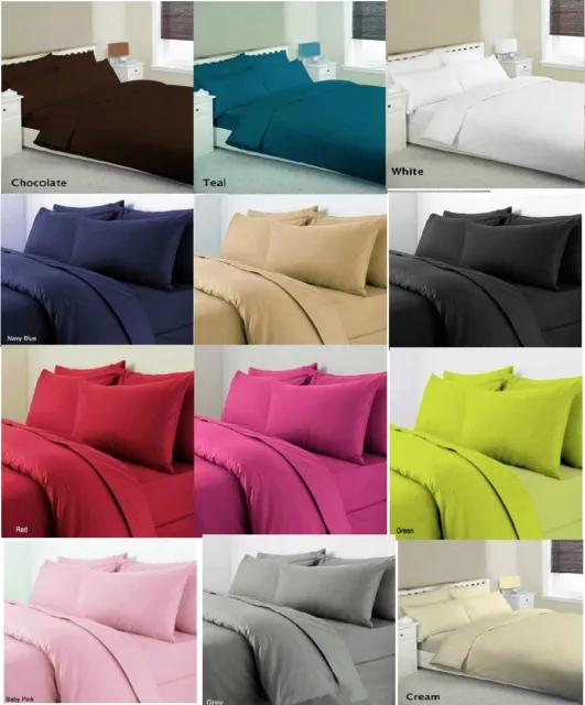 Flat Sheets Pillow cases Polycotton Luxury Plain Dyed Single Double Super King