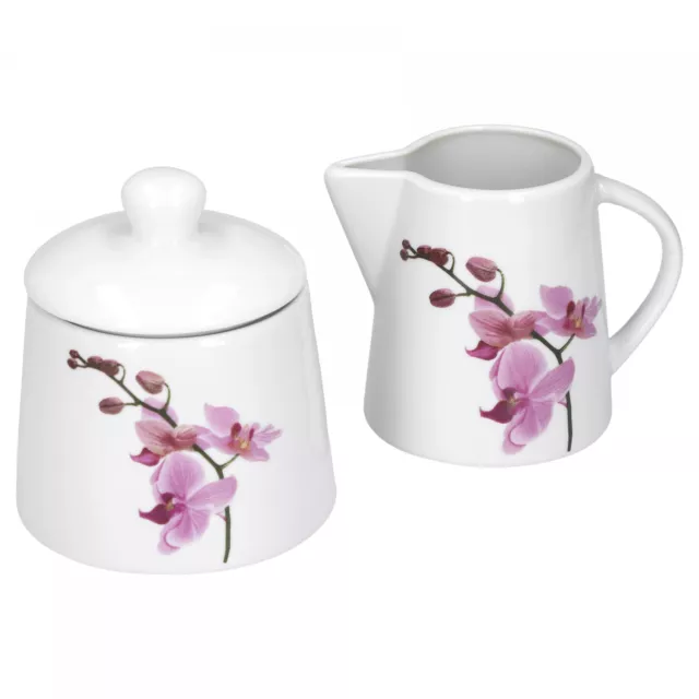 2-tlg. Set Milchkännchen & Zuckerdose Kyoto Orchidee Kanne Gießer weiß Porzellan