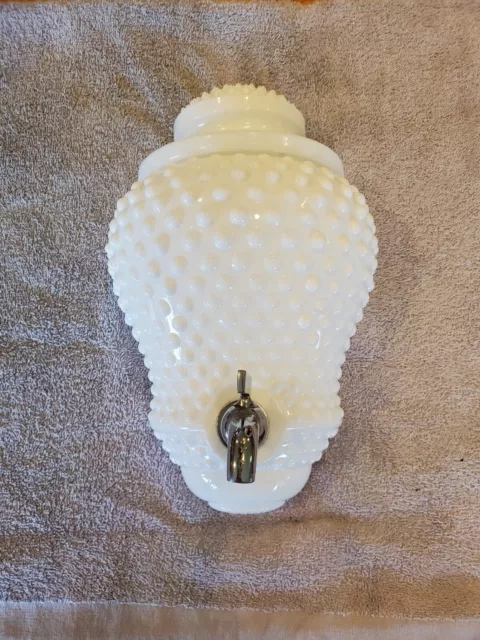 Fenton Vintage Hobnail Milk Glass Wall Mounted Water Fountain & Lid Very Nice