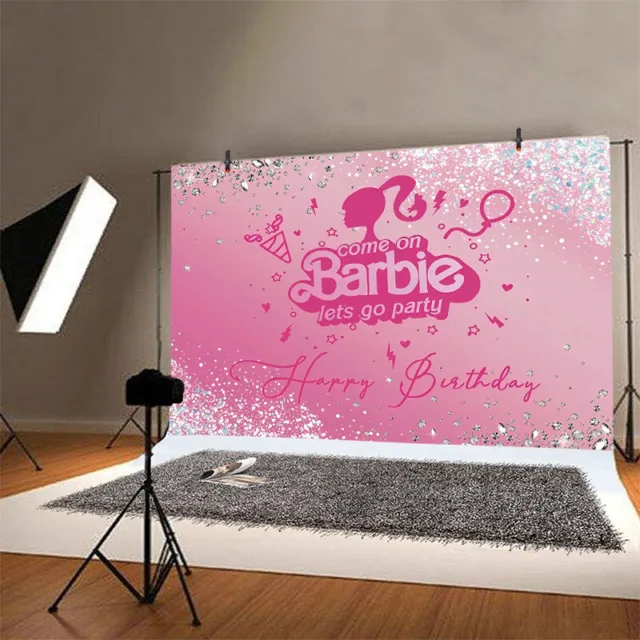 Barbie Backdrop Girls Happy Birthday Party Photo Background Banner Decoration 2