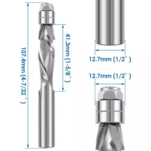 Spiral Flush Trim Router Bit Solid Carbide Flush Trim End Mill Bit `