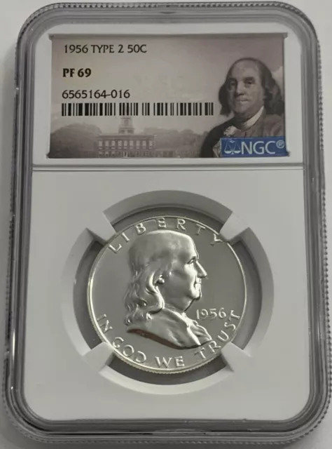 1956 TYPE 2 NGC PF69 PROOF FRANKLIN HALF DOLLAR 50c 90% SILVER PORTRAIT LABEL 3