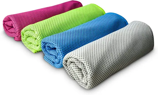 4Packs Cooling Towels(40*12),Instant Cold Sweat Microfiber Towel for Neck and Fa
