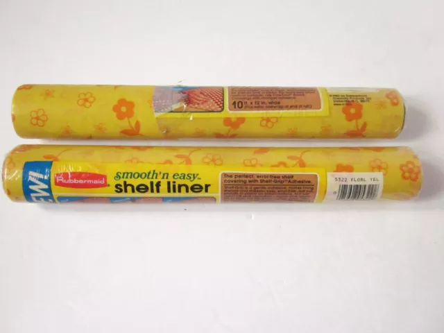 Vintage Rubbermaid Shelf Liner Adhesive Yellow Gingham 2 Rolls 1980 USA