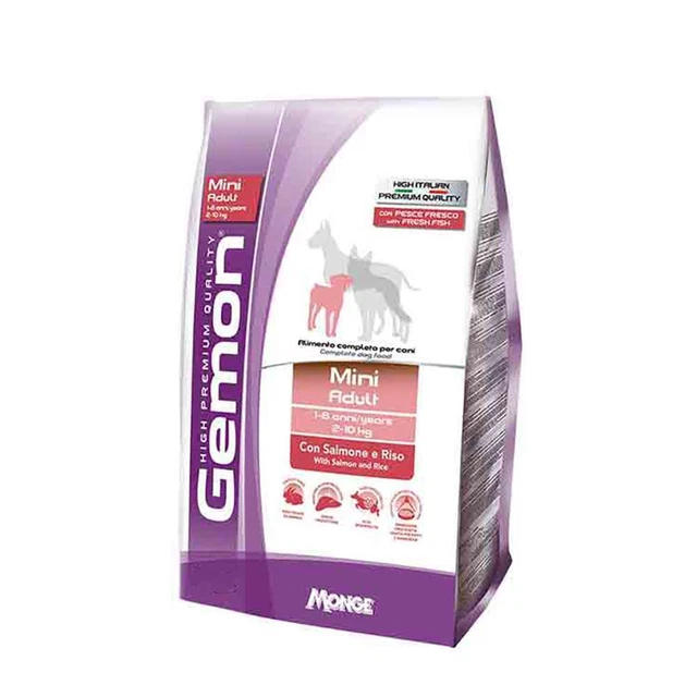 Monge gemon cane salmone 3 kg mini adult crocchette per cani small toy al pesce