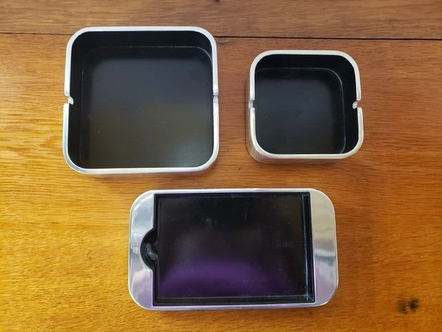William Sklaroff Radius One Smith Metal Arts Mid Century Chrome Ashtray Desk Set