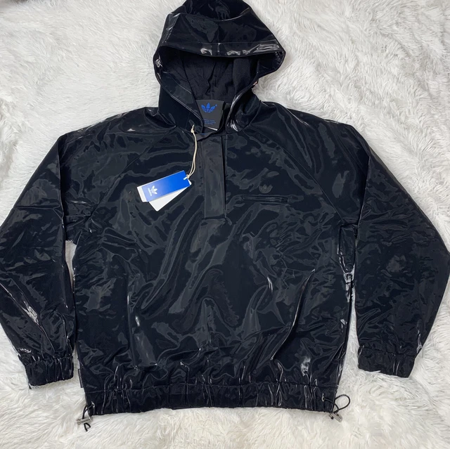 Adidas Originals Blue Version Mens High Shine Pullover Jacket Size L Large Black