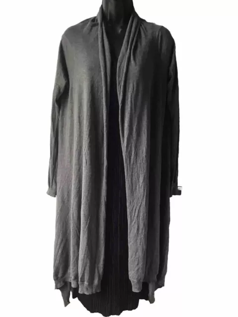 Dkny Long Grey Lightweight Cardigan Open Cashmere And Silk Mix Long Sleeve S/M