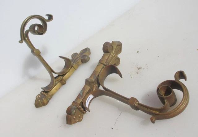 Antique Brass Curtain Tie Backs Hooks French Old Victorian Gothic Georgian Gilt
