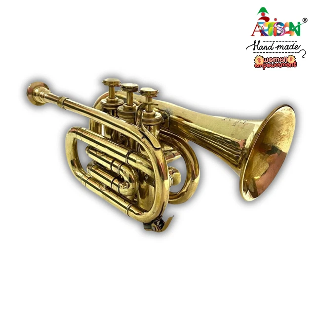 Brass Instruments Trumpet With Bugle Horn 3 Valve Mouthpiece -Decorative Antique