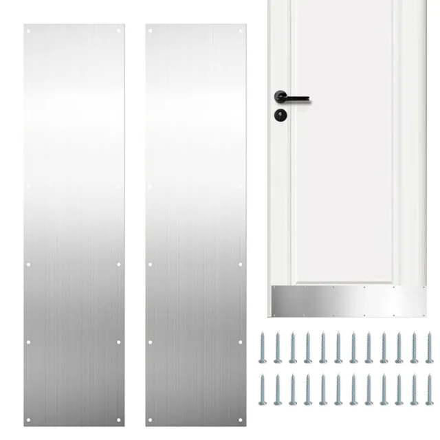 2pcs Stainless Steel Door Kick Plate Kickplate for Interior Exterior Door