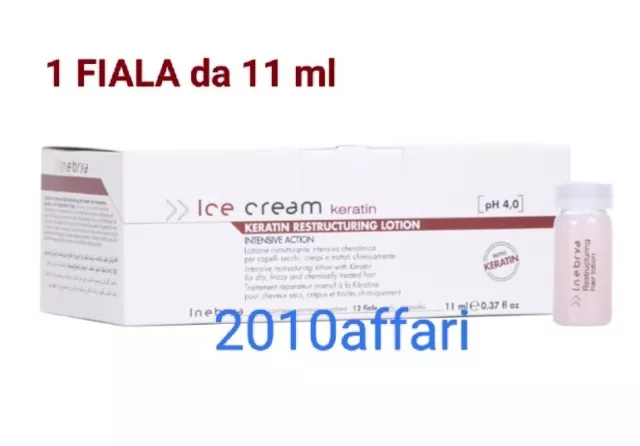 INEBRYA Hielo Crema Keratin Loción Reestructuración Intensiva - 1 Frasco De 11