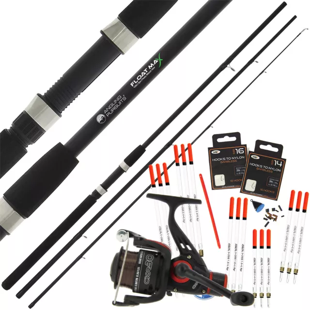 Match 10ft 3pc Float Rod And Reel Complete Set With Hooks Weights Tackle Fishing