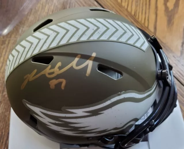NICE AUTOGRAPHED Eagles Brent Celek Salute To Service Mini Helmet JSA COA