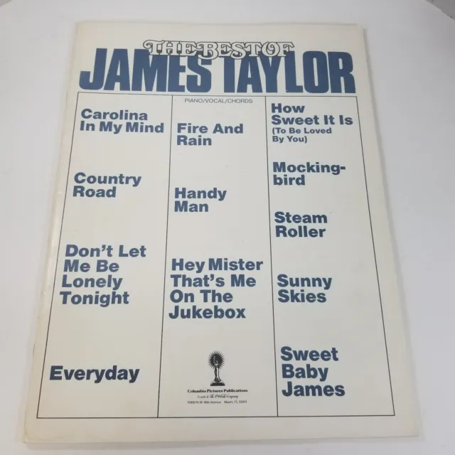 James Taylor The Best Of For Piano/Vocal/Chords Song Book