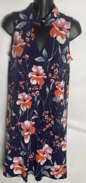 Ivanka Trump Womens Sz Small Sleeveless Floral Dress Shift Back Zip Cut Out NWOT