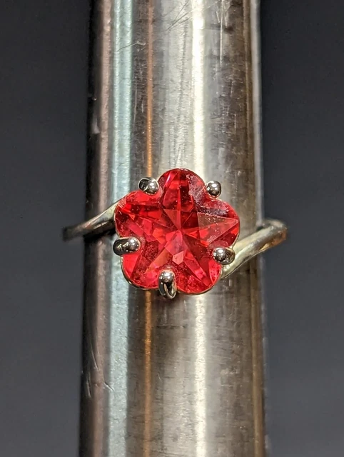 S 925 Sterling Silver Ring Pink Star Stone Size 5.75
