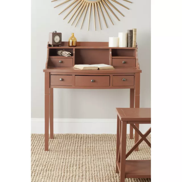 SAFAVIEH Landon 5-Drawer Writing Desk | Henna Brown |