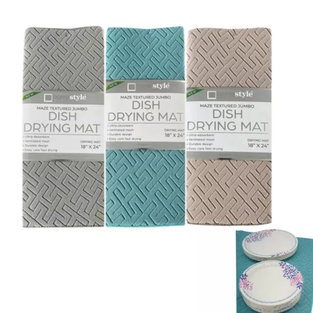 Fast Drying Dish Mats 4 Pack Red Microfiber Soft & Absorbent 12x18 FREE  SHIPPING